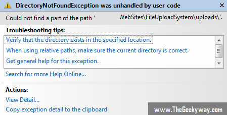 DirectoryNotFoundException